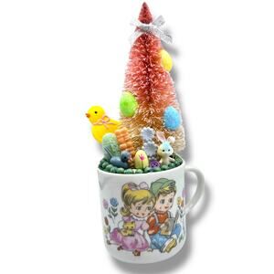 Easter Spring Multimedia Art Assemblage - Easter Tree and Kitsch